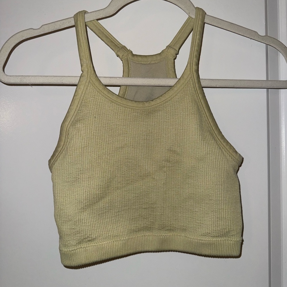 Yellow Ribbed Crop Top